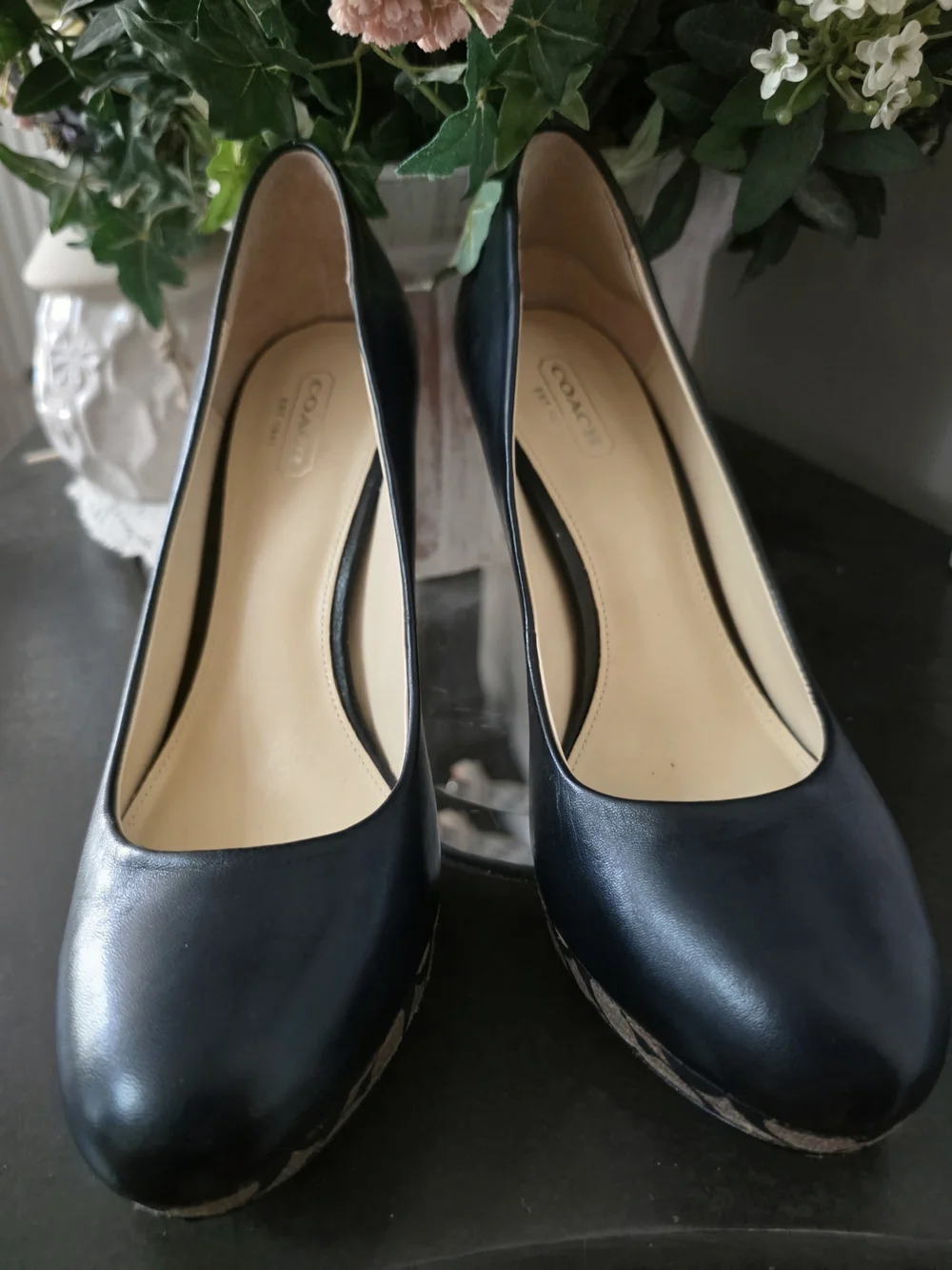 Coach Alexa Black Leather Platform Heels